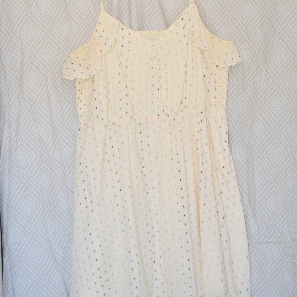 A New Day - Ivory Flutter Sleeve Sundress, L